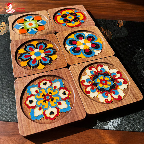 非遗手工纹样杯垫掐丝珐琅材料包