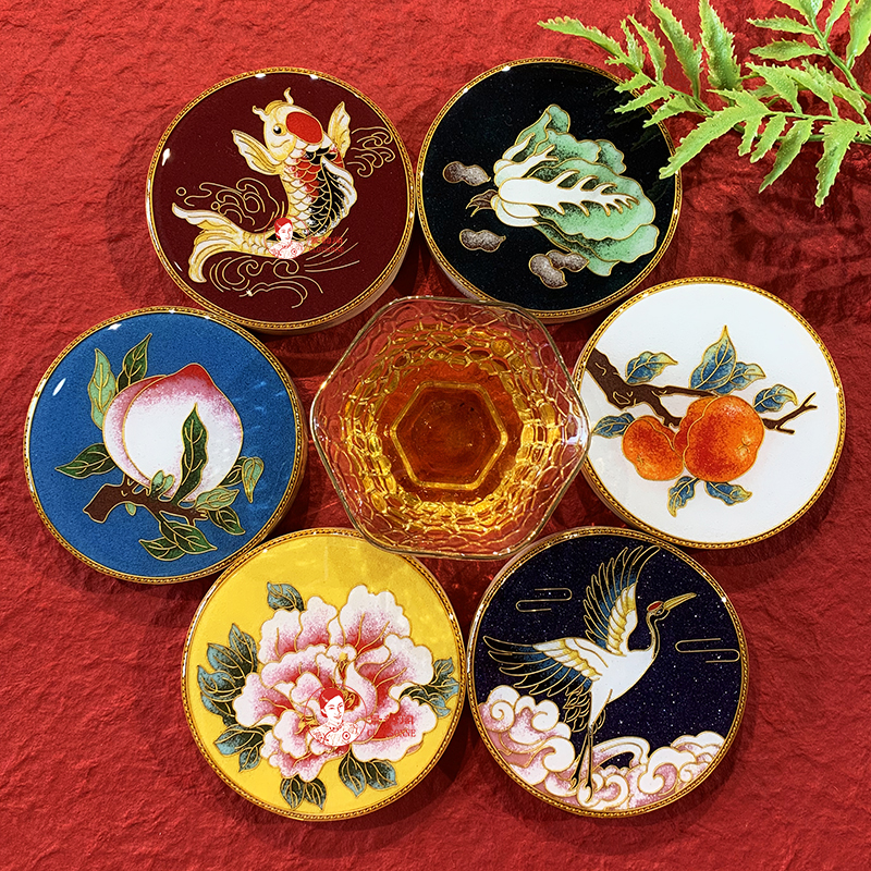 茶具杯垫景泰蓝diy茶具杯垫