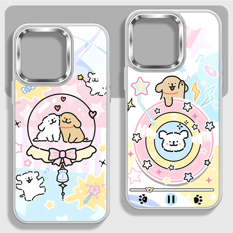 线条小狗卡通可爱不包镜头手机壳