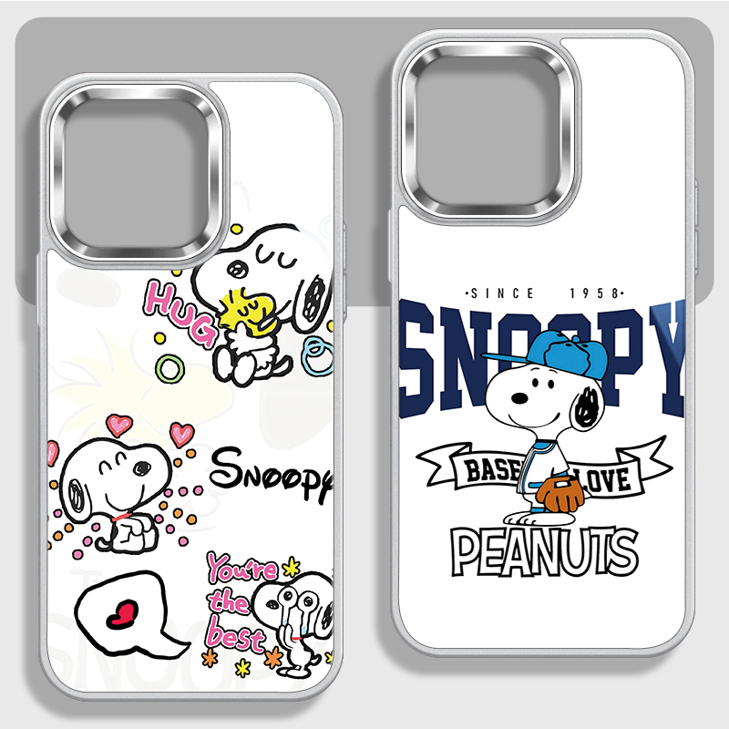 可爱史努比不包镜头框玻璃手机壳