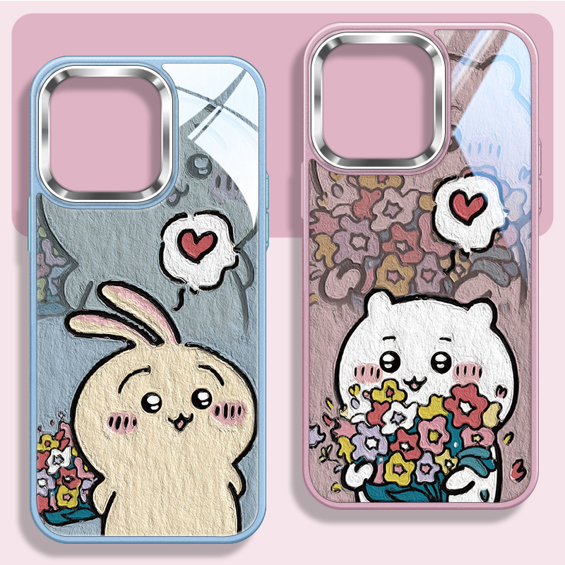 油画chiikawa情侣不包镜头手机壳