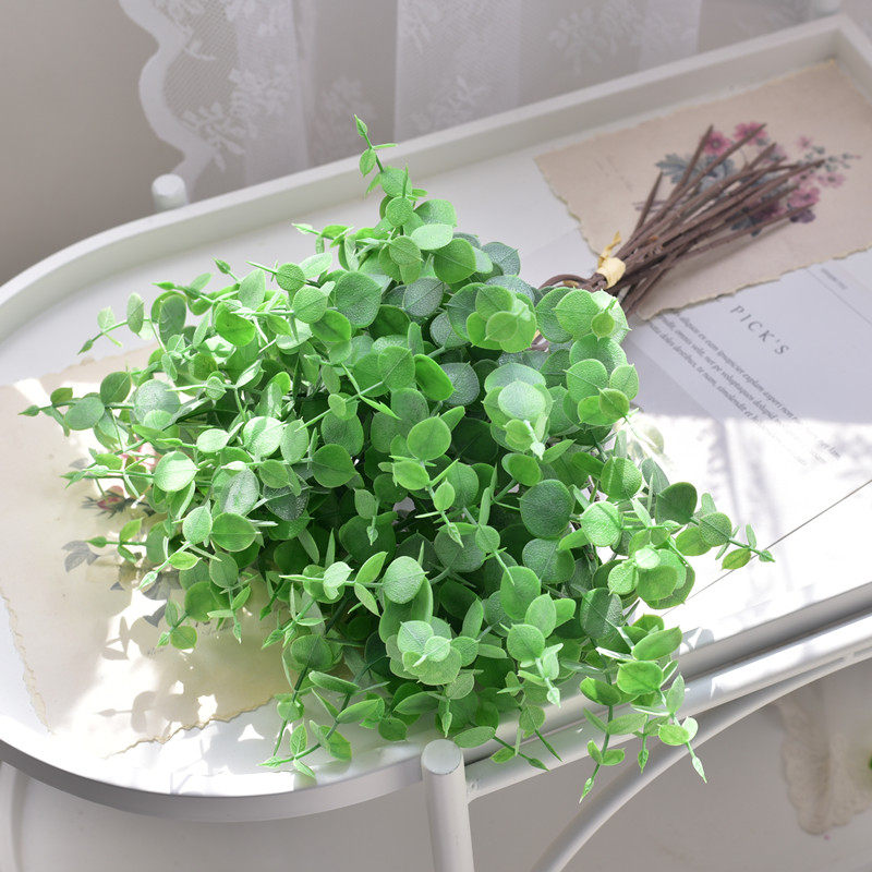 仿真尤加利小绿草花花束草塑料花插花假花家饰花绿植小束花墙植物