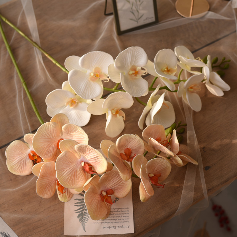 现货速发花艺单支手感PE蝴蝶兰假花装饰花束干花客厅室内绢花插花