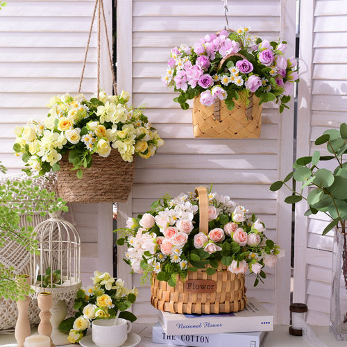 速发小玫瑰花假花客厅卧室面桌拍照假设野餐装饰摆花桌面摆件