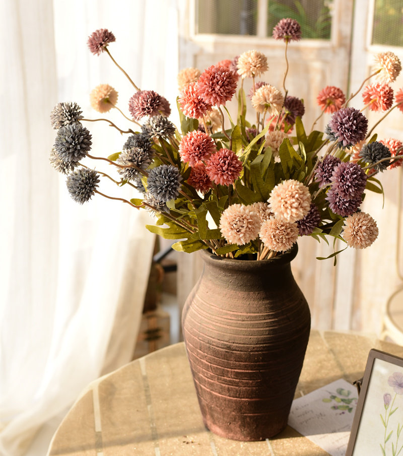 追忆秋色蒲公英客厅假花电视柜仿真花摆件家居饰品绢花插花装饰花