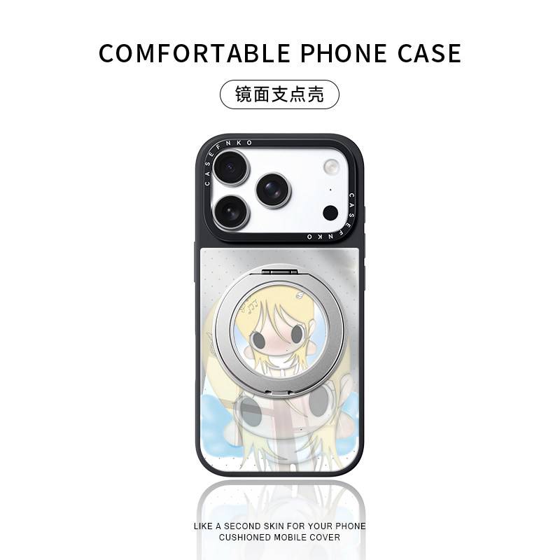 上秋子适用苹果17promax手机壳iPhone16pro新款15pm防摔14高级感拍照键全包360°旋转磁吸女款化妆镜面支点壳