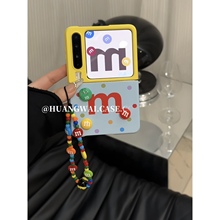 ins风趣味立体彩色M豆适用华为puraX折叠屏P50pocket2手机壳小米mixflip全包三星Galaxyzflip6/5防摔FindsN3