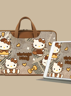 秋冬海报猫咪ipad电脑包手提平板9.7寸适用华为matepad11.5英寸防水多层收纳包10.2寸学习机13.8寸学生上课包