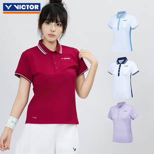 VICTOR威克多胜利羽毛球服 针织POLO衫 女款 51037 上衣短袖