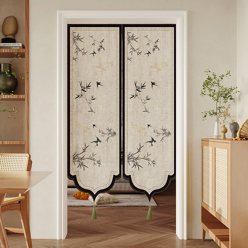 门帘隔断帘2025新款高档厨房卧室房间家用新中式免打孔防隐私半帘