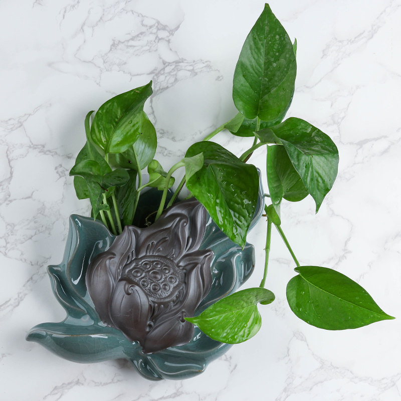 陶瓷壁挂式花盆创意挂壁挂墙无孔水培绿萝花瓶悬挂免打孔墙壁装饰