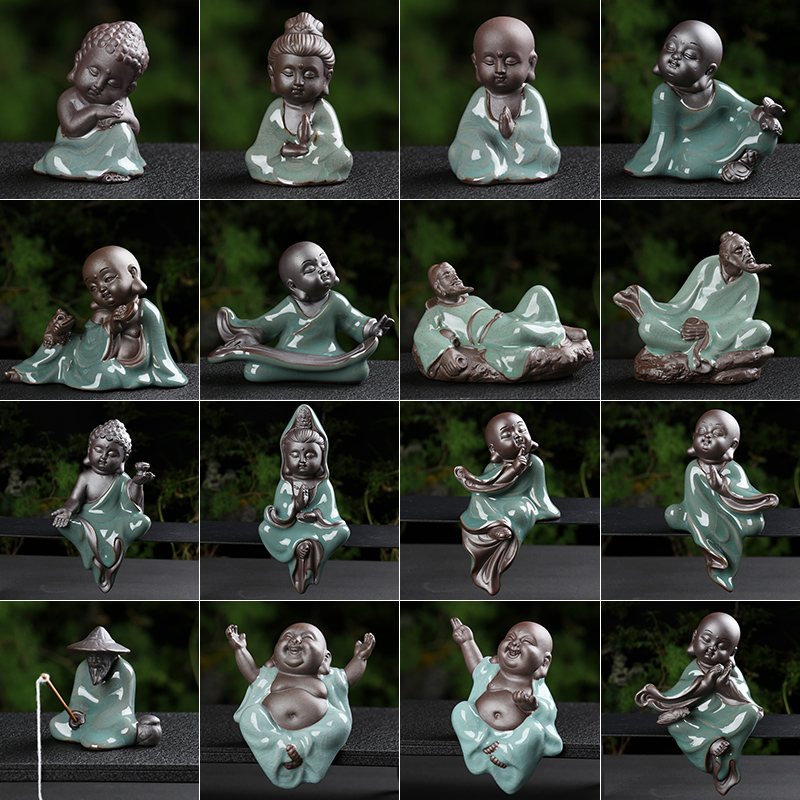 创意陶瓷人物哥窑摆件流水器观音