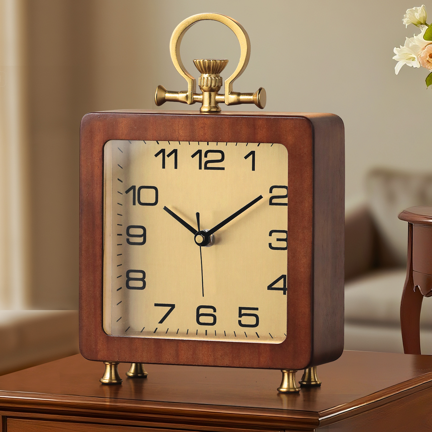静音准时！胡桃实木座钟