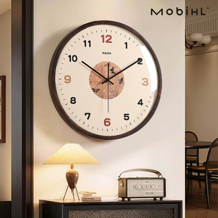 中古风2025新款挂钟客厅家用高级感大气时钟现代简约钟表免打孔