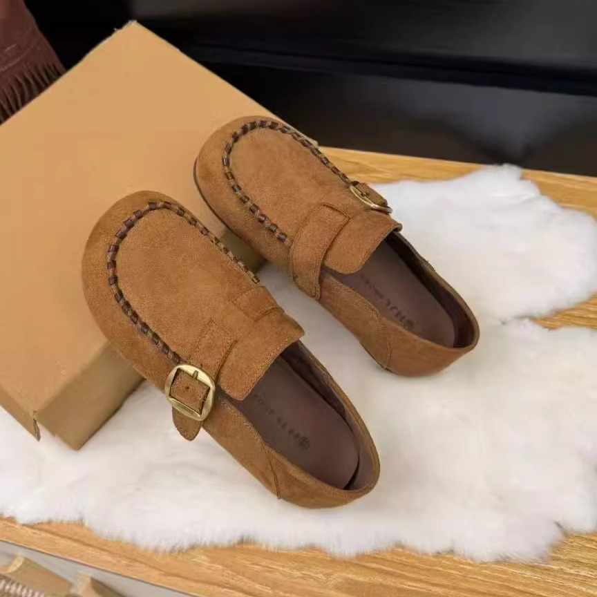 复古勃肯鞋一脚蹬豆豆单鞋乐福鞋