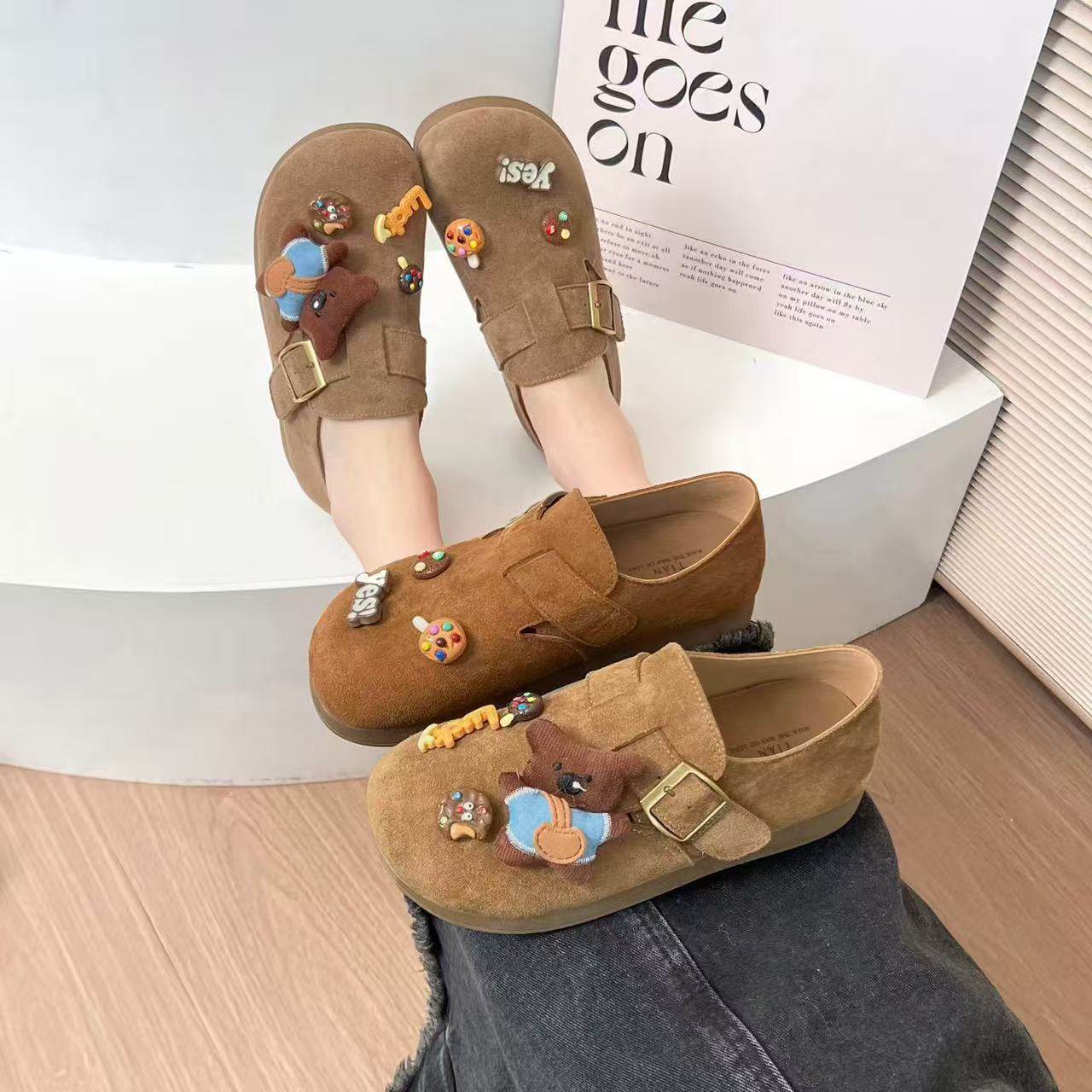 复古勃肯鞋女2026新款春季时尚平底单鞋魔术贴懒人绒面博肯乐福鞋,女鞋,勃肯鞋/软木鞋,淘宝优惠券,粉丝福利购,淘宝优惠卷