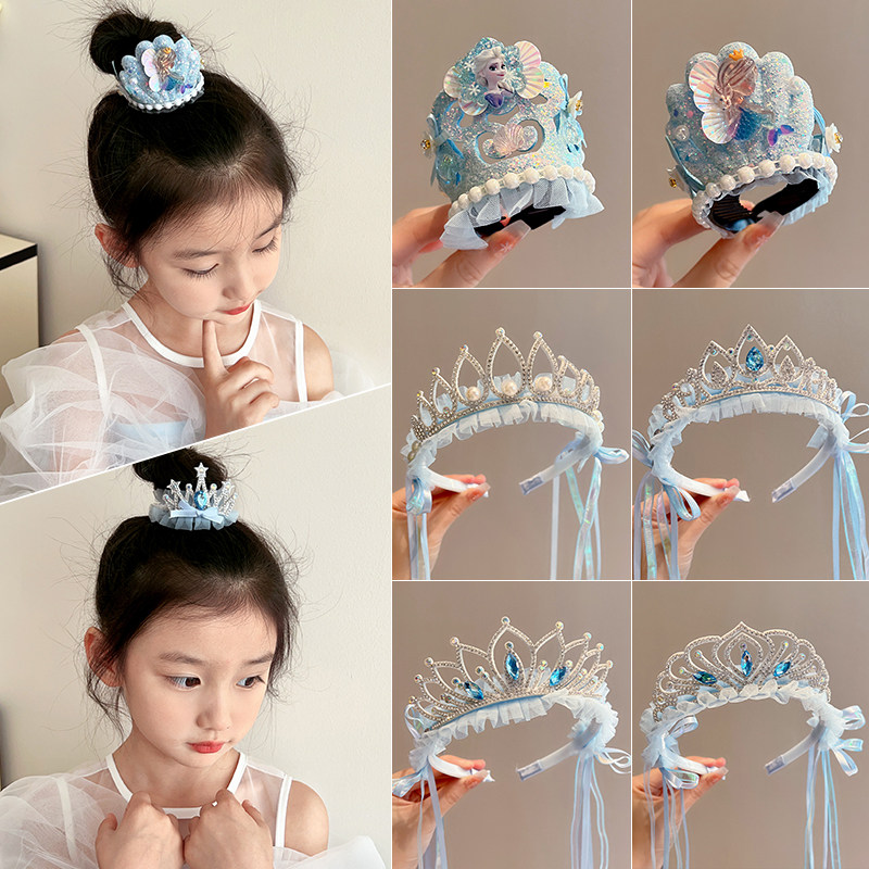 仔仔象儿童皇冠网纱飘带发箍