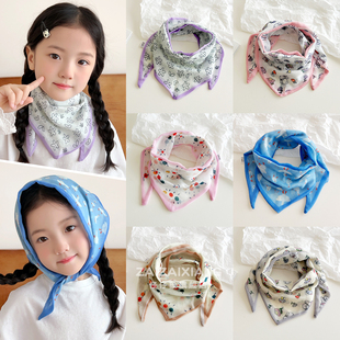 儿童薄款围巾三角巾男女童围脖婴幼儿亲肤防风小丝巾宝宝护颈脖套