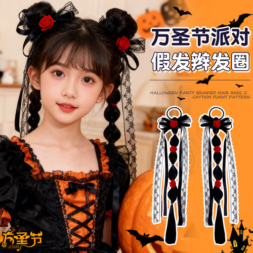 万圣节女童南瓜泡泡辫发圈