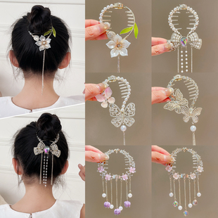 儿童2025新款丸子头发饰珍珠发卡马尾扣发夹女童半扎盘发神器抓夹