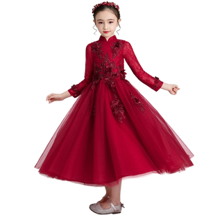 女童晚礼服公主裙小孩花童婚纱主持人少儿童模特走秀钢琴表演出服