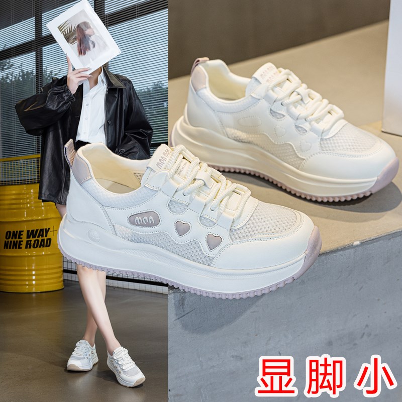 夏季网面小白鞋透气运动休闲老爹鞋大码女鞋41到43春季新款平底40
