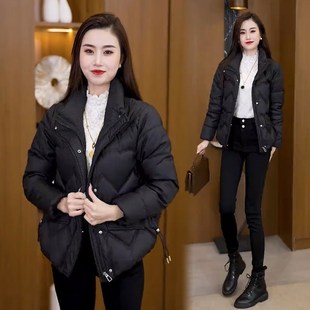 红色轻薄棉服女款冬季2024今年流行新款爆款短款保暖立领棉衣外套