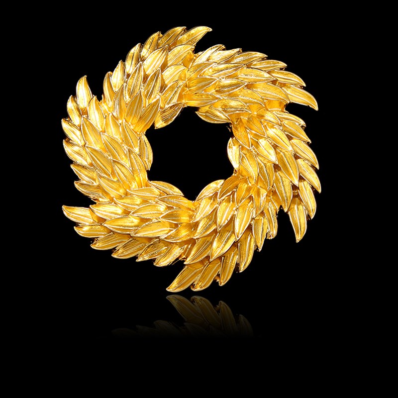 中古金色橄榄枝胸针时尚女高端设计感气质胸花西装毛衣外套配饰潮