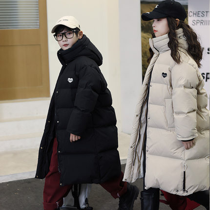 波拉韩国童装儿童羽绒服女童长款强保暖I男童大童青少年过膝厚外
