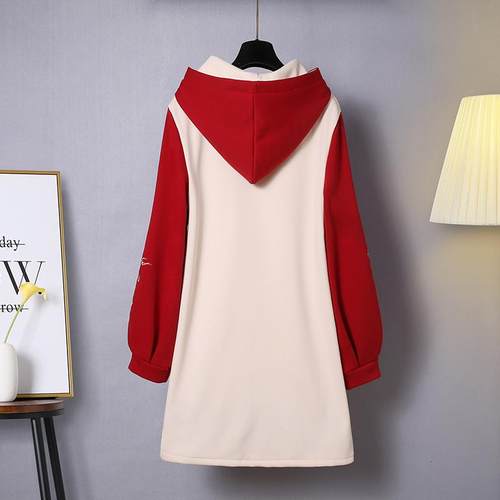 中国战袍圣诞汉服时尚卫衣连衣裙新年2023衣裙加绒加厚红色冬改良