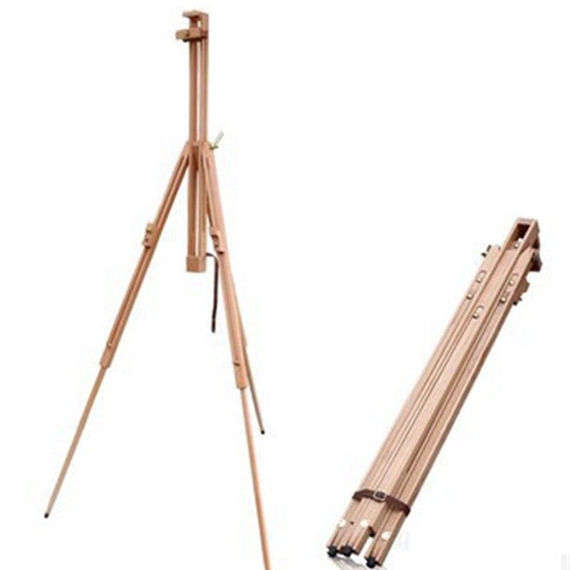 榉木木制优质画架 三角立式专业画架可调节伸缩写生便携画架