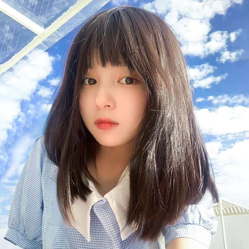 假发女中长发自然全头套式圆脸日系jk锁骨发2021年时尚新款假发套