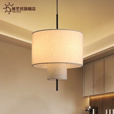 餐厅灯法式复古民宿酒店新中式客厅卧室餐厅民宿酒店亚麻布艺吊灯