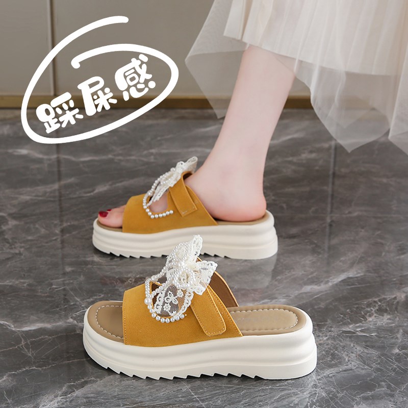 厚底时尚凉拖鞋女外穿2025夏季度假沙滩凉鞋仙女风配裙子34码增高