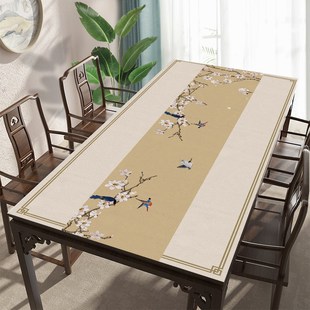 桌布新中式古典中国风茶桌垫布红木桌H子桌垫防水防油餐桌垫可裁