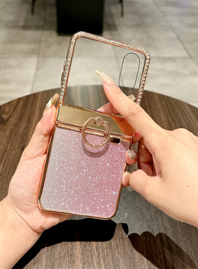 适用于荣耀magic vflip2手机壳电镀闪粉壳膜一体V Flip2上下折叠全包防摔时尚CLE-AN00保护套防摔贴膜女神潮