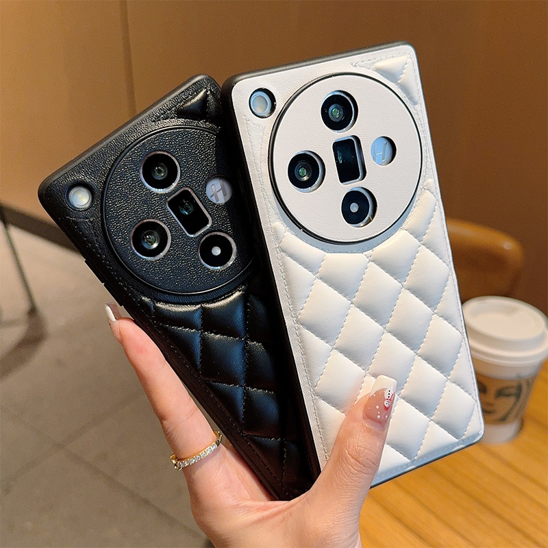 适用于opp findx7手机壳小香风菱形格子0pp0 findx7 ultra保护皮套超薄防摔软壳高档大牌时尚潮女外壳高级感