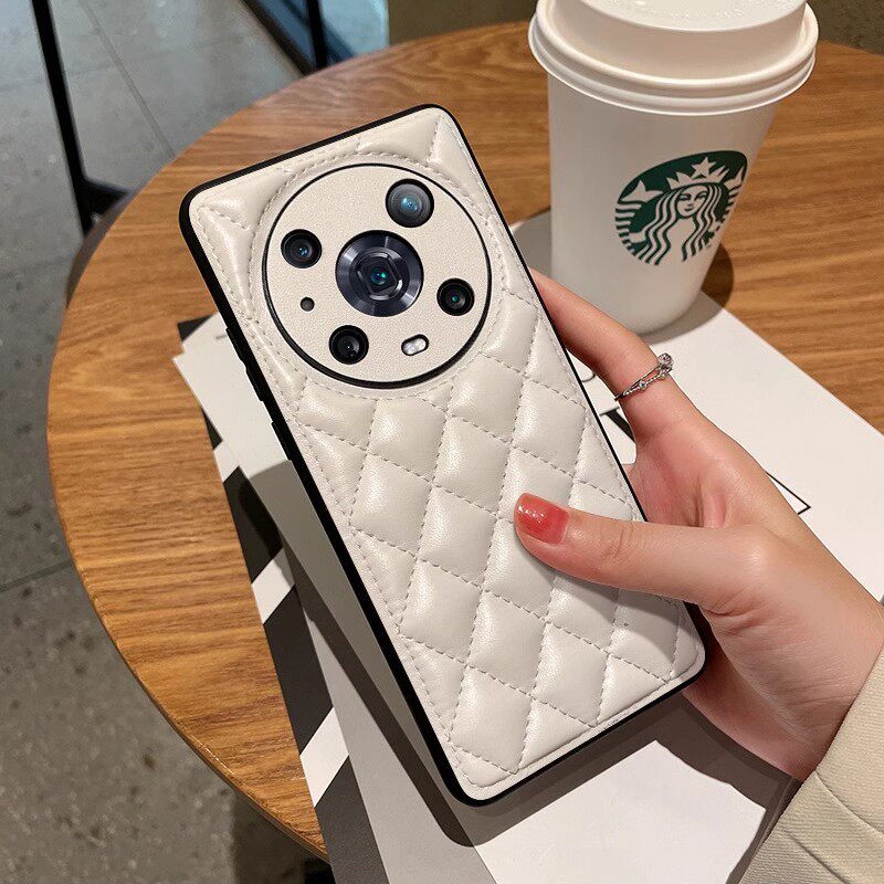 适用于荣耀magic4手机壳小香风菱形格子魔术4pro保护皮套LGE一AN00超薄防摔软壳10高档大牌时尚潮女外壳高级