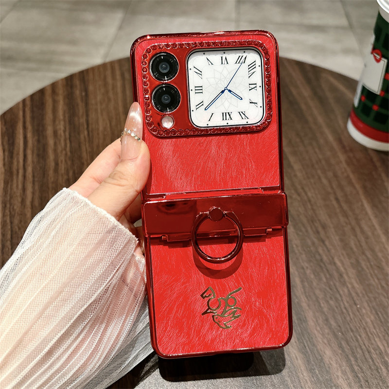 适用于华为novaflips手机壳马年新品上下铰链指环PSD-AL00折叠屏壳膜一体保护套全包防摔贴膜潮新年款红色