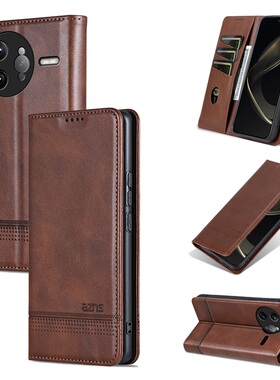 适用于小米红米k80手机壳renomik70pro前后对吸全包mik4560e保护皮套真皮5G镜头防摔k20pro软壳钱包插卡牛皮