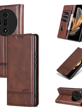 适用于 oppofindx9手机壳前后对吸全包findx7sultra保护皮套真皮5G镜头防摔findx8spro软壳男女高档商务牛皮6