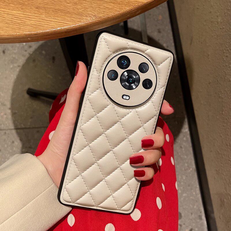 适用于荣耀magic4手机壳小香风菱形格子华为magic4pro保护皮套超薄防摔软壳魔术4高档大牌时尚潮女外壳高级感