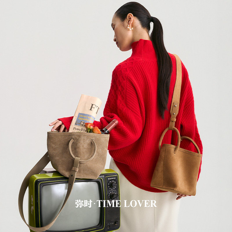 Timelover弥时小手环包秋冬款麂皮水桶包女2026新款高级感单肩包