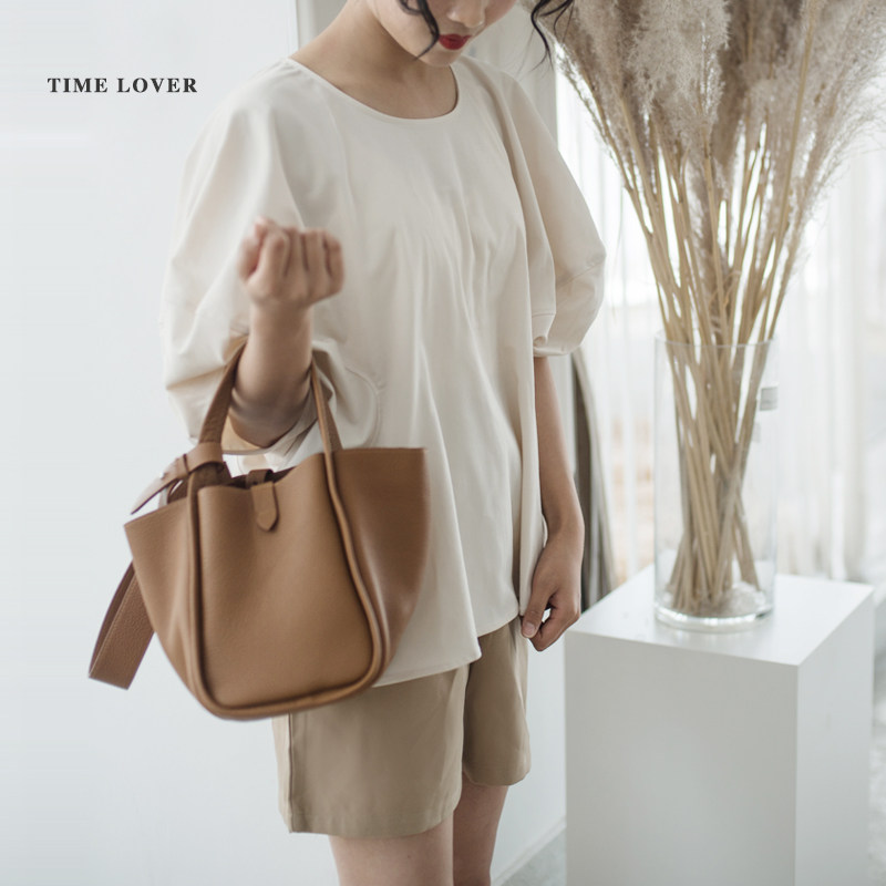 Time lover菜篮子女包软皮水桶包包2020新潮网红百搭手提单肩包