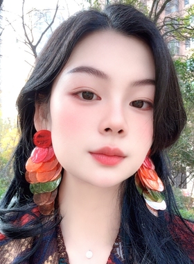 海边旅游度假彩色贝壳流苏耳环耳饰耳钉耳夹耳坠个性夸张2026新款