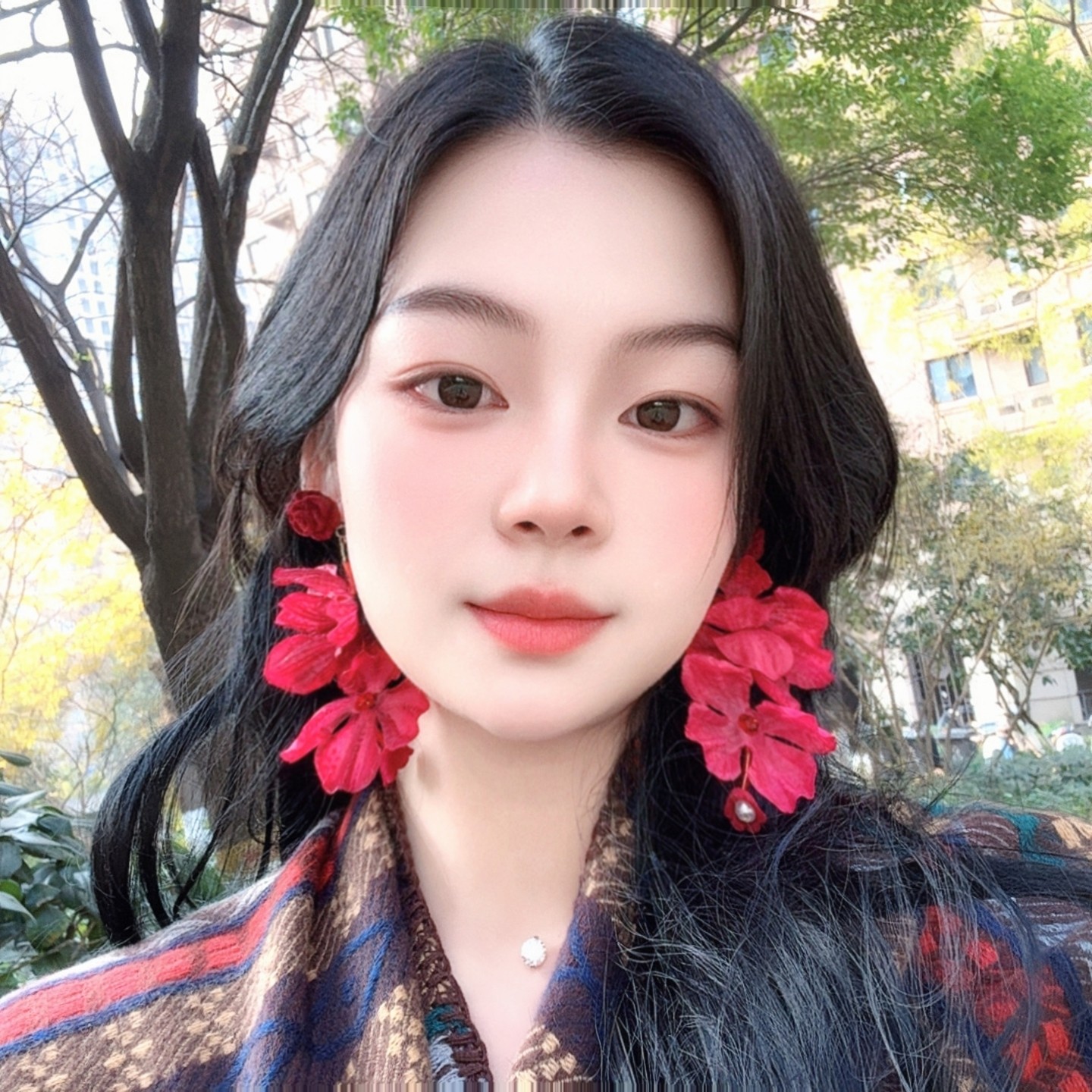 海边旅游度假红色花朵流苏耳环耳饰耳钉耳夹耳坠个性夸张2026新款