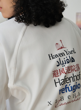 HavenYard 品牌语种印花拼接宽松街头感长tee