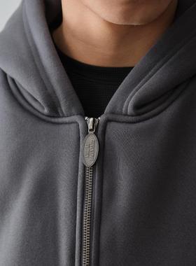 HavenYard 短宽「Boxy」版型简约重磅纯色双开拉链帽衫