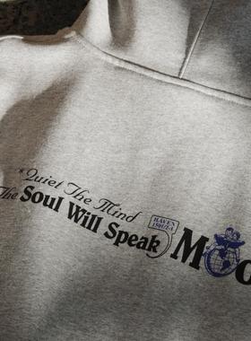 HavenYard 复古插画宽松简约标语秋冬帽衫连帽卫衣