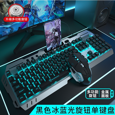 双飞蛇机械手感键盘鼠标套装有线笔记电脑台式外接电竞游戏专用US
